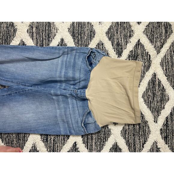 Indigo Blue Light Denim Full Panel Capri Materntiy size small Cropped Jeans Y2K - Picture 3 of 6